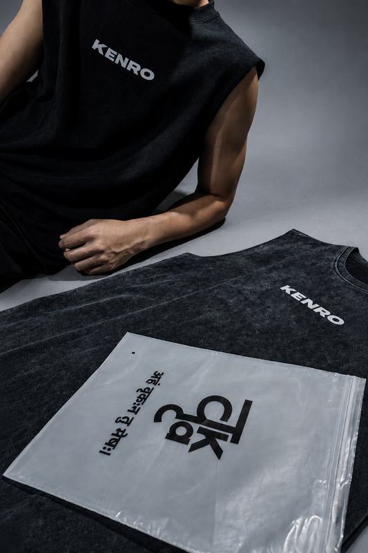 VRKA KENRO oversized acid-wash streetwear tank top front view